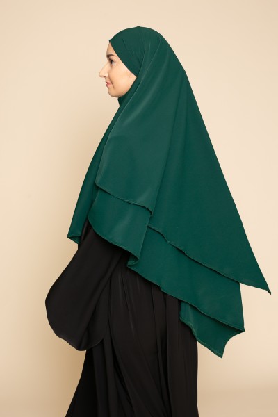 Khimar double veils dark green