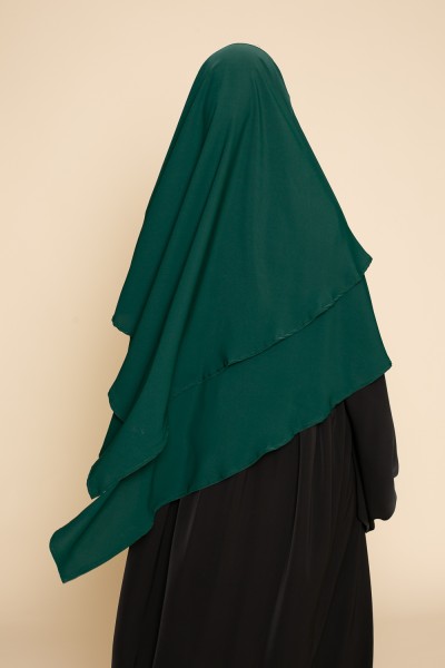 Khimar double veils dark green