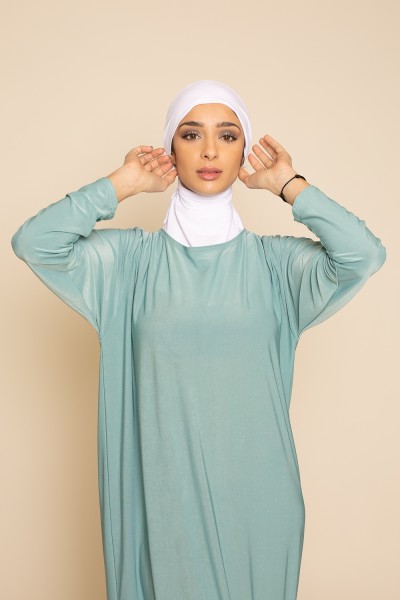 Robe de prière hijab intégré vert clair