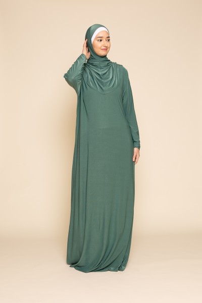 Salbeigrünes integriertes Hijab-Gebetskleid
