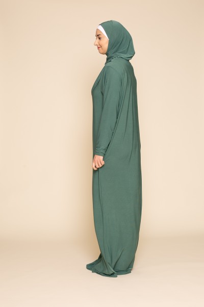 Robe de prière hijab intégré vert sauge