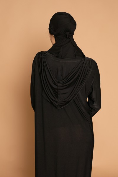 Vestido de oración hiyab incorporado negro