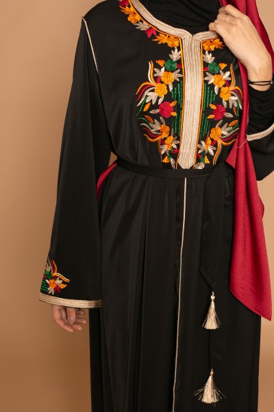 Black embroidery kaftan dress