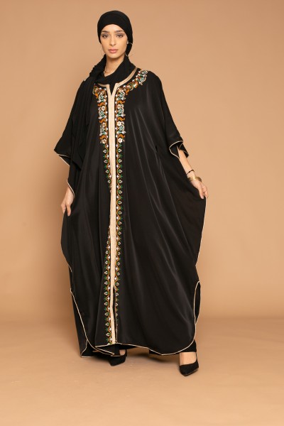 Black 3/4 sleeve kaftan dress