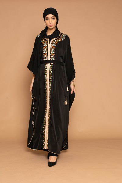 Black 3/4 sleeve kaftan dress
