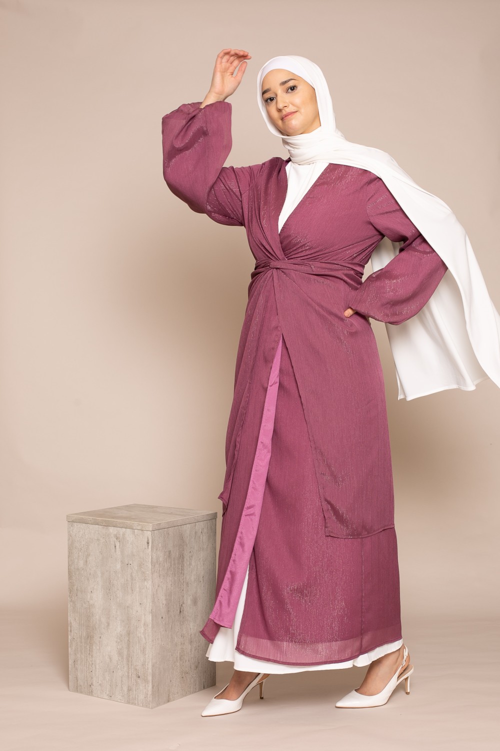 Plum sarong kimono set