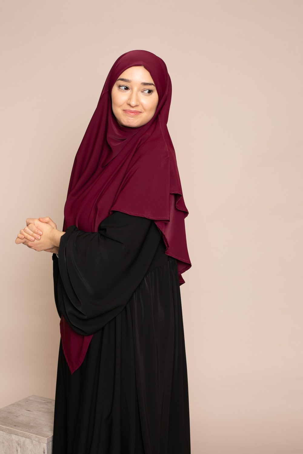 khimar double voiles bordeaux nouvelle collection boutique hijab pas cher