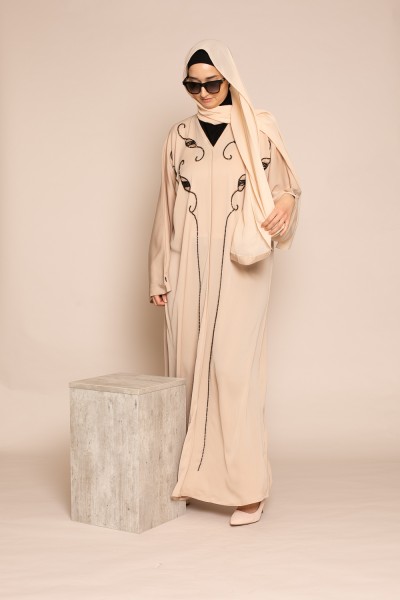 Abaya Kleid Dubai Perlmutt Nude