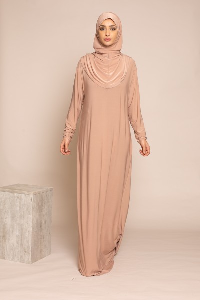 Vestido de oración hiyab incorporado beige