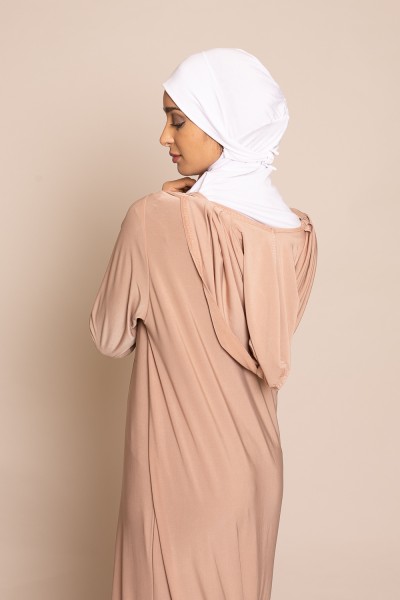 Beige built-in hijab prayer dress