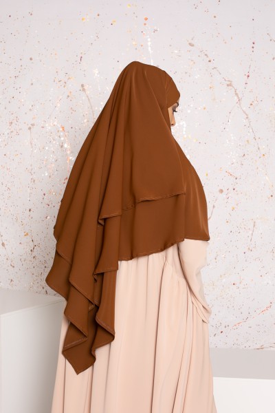 Khimar double voiles choco
