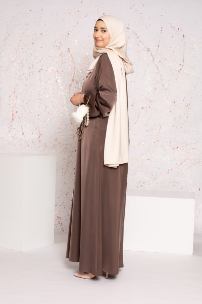 Luxus-Abaya aus braunem Satin