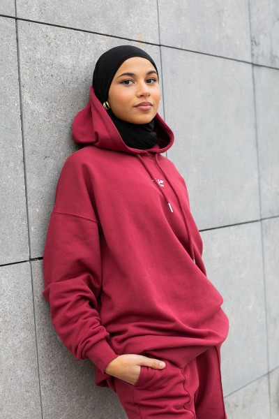 Oversized burgundy hoodies