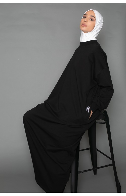 robe sweat oversize noire pour femme musulmane