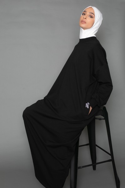 robe sweat oversize noire pour femme musulmane