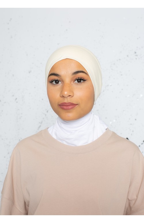 bonnet tube sous hijab écru