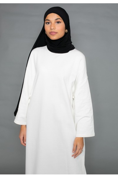 Oversize-Sweatshirtkleid mit weiten Ärmeln in Off-White