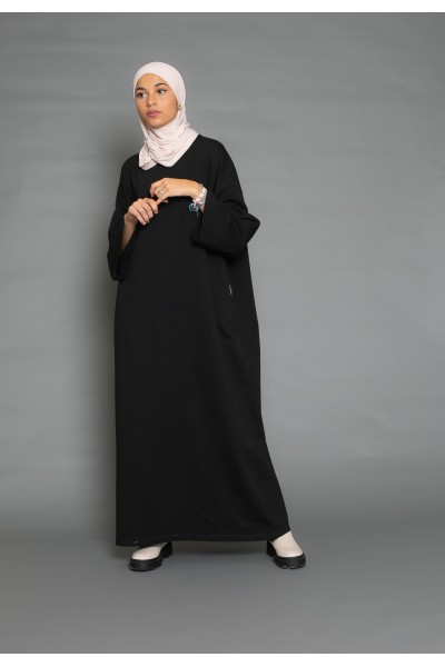 Black wide sleeve oversize sweatshirt dress