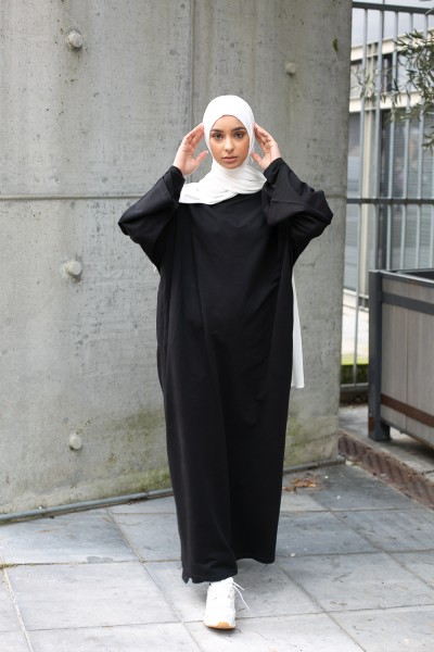 Black wide sleeve oversize sweatshirt dress