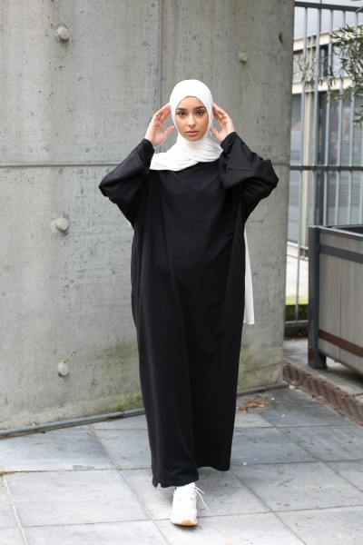 Vestido sudadera oversize manga ancha negro