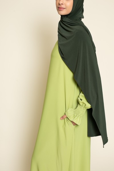 Vestido acampanado con manga tulipán verde oliva