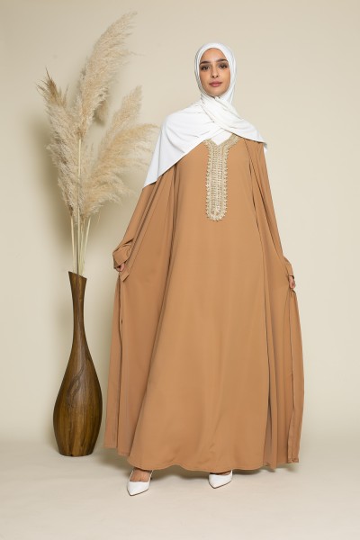 2 in 1 camel kimono dress