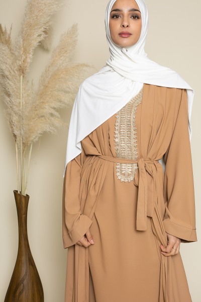 Vestido kimono camel 2 en 1