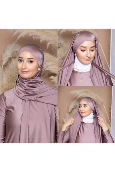 Burkini hijab long pink taupe
