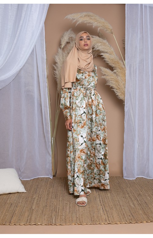 Robe évasée imprimée d'été pour femme musulmane moderne