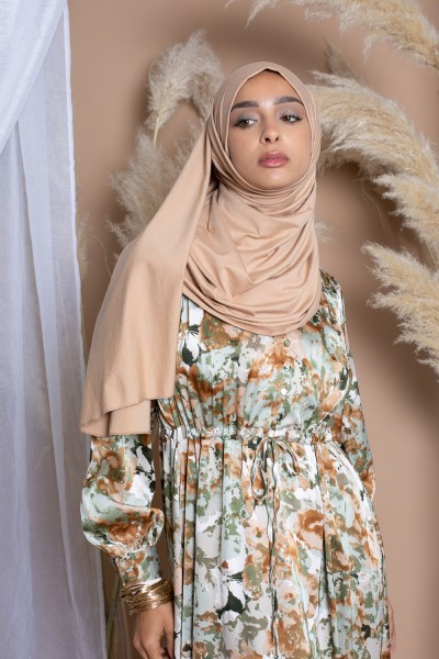 Soft luxury jersey hijab ready to tie beige