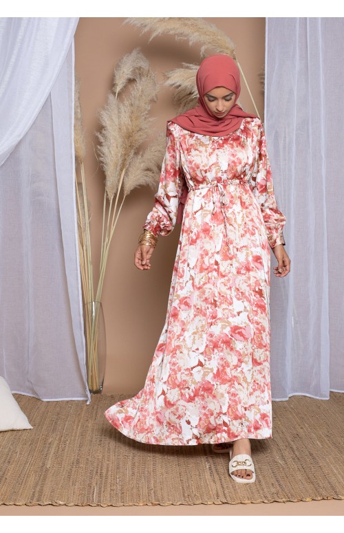 Robe évasée imprimé d'été pour femme musulmane