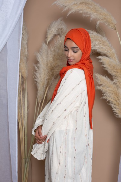 Soft luxury jersey hijab ready to tie orange