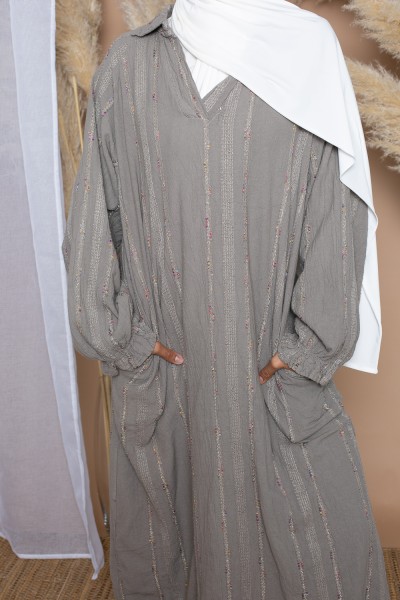 Oversized tunic dress in taupe cotton gas