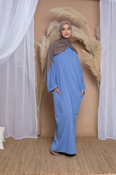 Abaya oversize azul acero