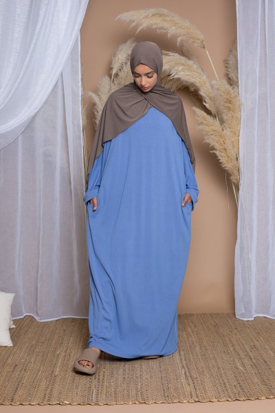 Abaya oversize azul acero