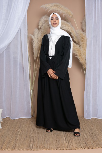 Silver sfifa collar abaya