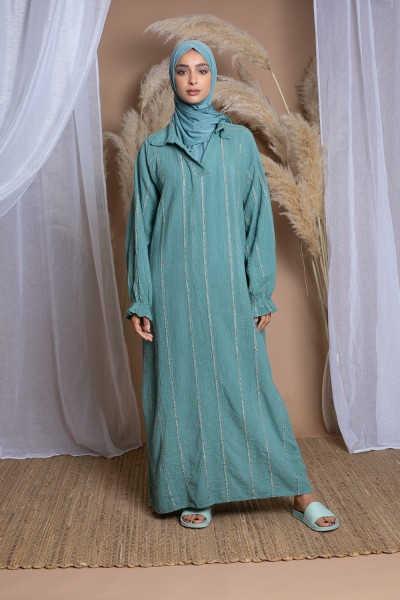 Vestido túnica oversize de algodón verde gas