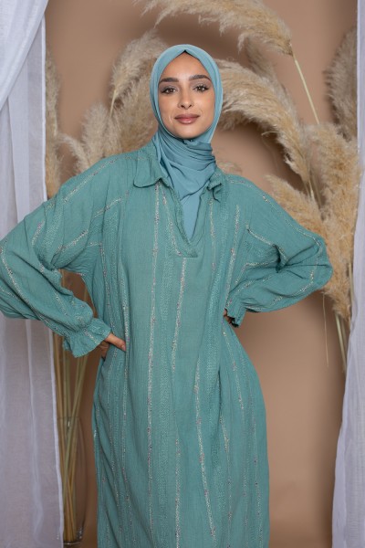 Vestido túnica oversize de algodón verde gas