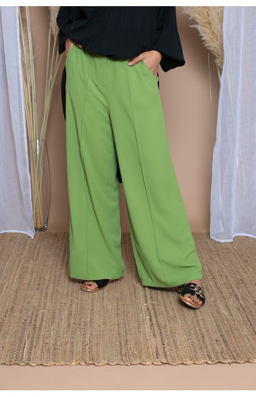 Pantalon large habillée olive pour femme musulmane
