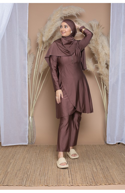 Burkini zip long avec hijab pour femme modeste boutique musulmane moderne