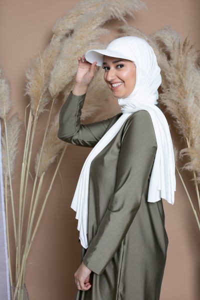 Off-white hijab cap
