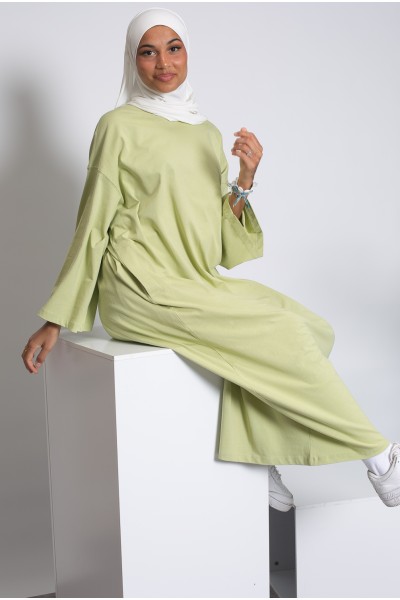 Robe teeshirt manche large vert