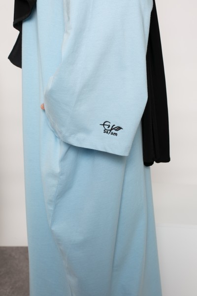 Robe teeshirt manche large bleu