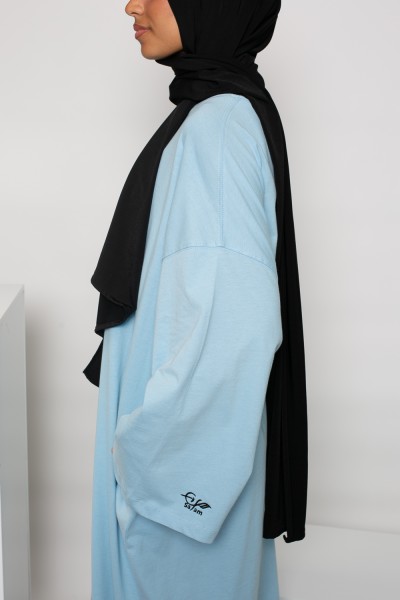 Robe teeshirt manche large bleu