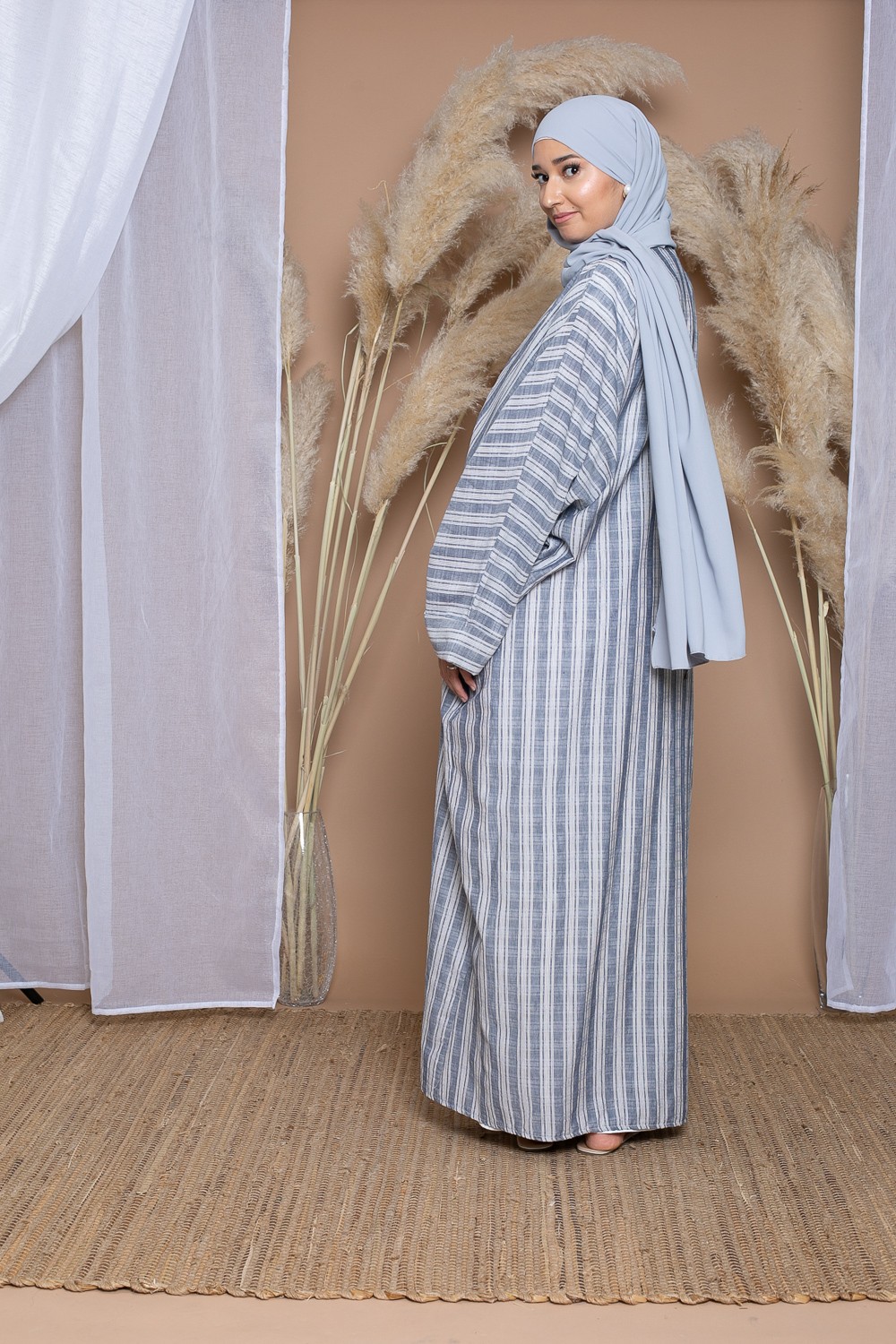 hipoteca África Distribuir Kimono de lino y algodón a rayas