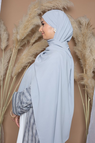 Hijab ready to tie light gray medina silk