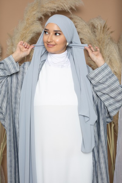 Hijab listo para atar seda medina gris claro