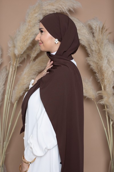 Hijab prêt à nouer soie de Médine marron