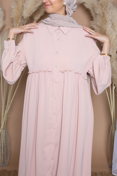 Wide light pink shirt dress