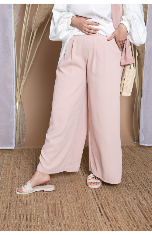 pantalon large rose clair pour femme modeste